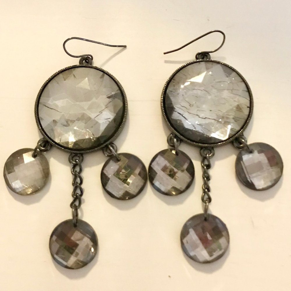 Silver Crystal Statement Drop Earrings - image 2